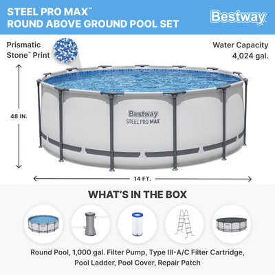 Bestway Steel Pro MAX 14' x 4' Foot Above Ground Round Complete Pool Set (Used) - VMInnovations