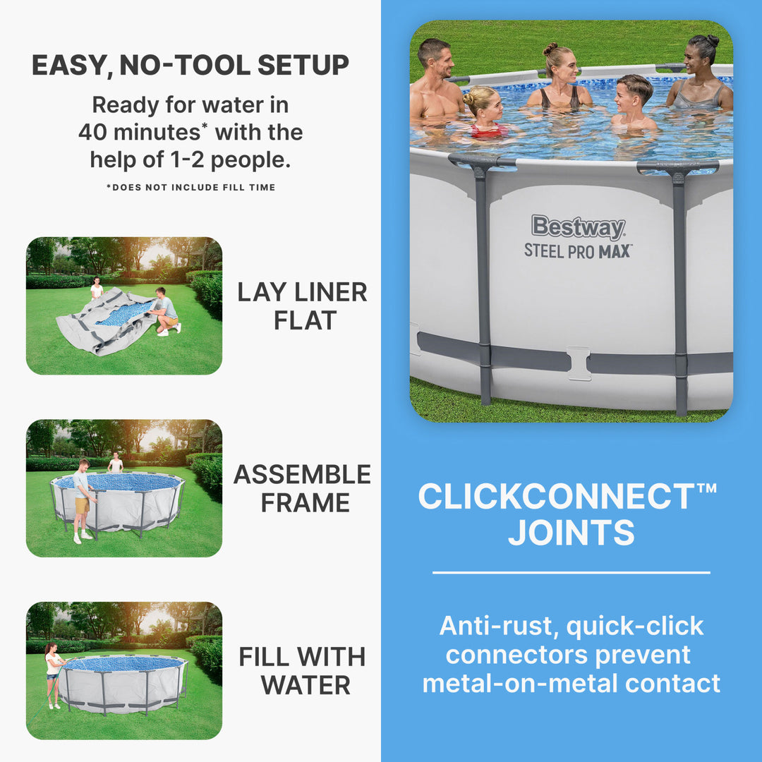 Bestway Steel Pro MAX 14 x 4 Foot Above Ground Round Pool Set (For Parts)