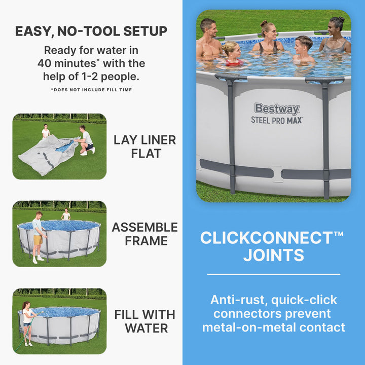 Bestway Steel Pro MAX 14 x 4 Ft Above Ground Round Complete Pool Set (Open Box)