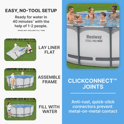 Bestway Steel Pro MAX 14' x 4' Foot Above Ground Round Complete Pool Set (Used) - VMInnovations