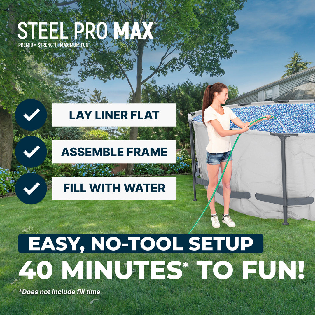 Bestway Steel Pro MAX 14'x48" Round Above Ground Swimming Pool with Pump & Cover