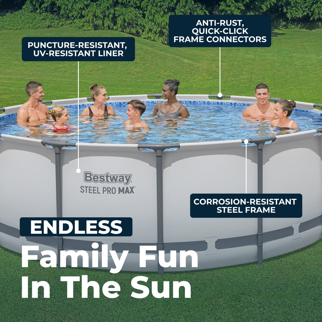 Bestway Steel Pro MAX 14'x48" Round Above Ground Swimming Pool with Pump & Cover