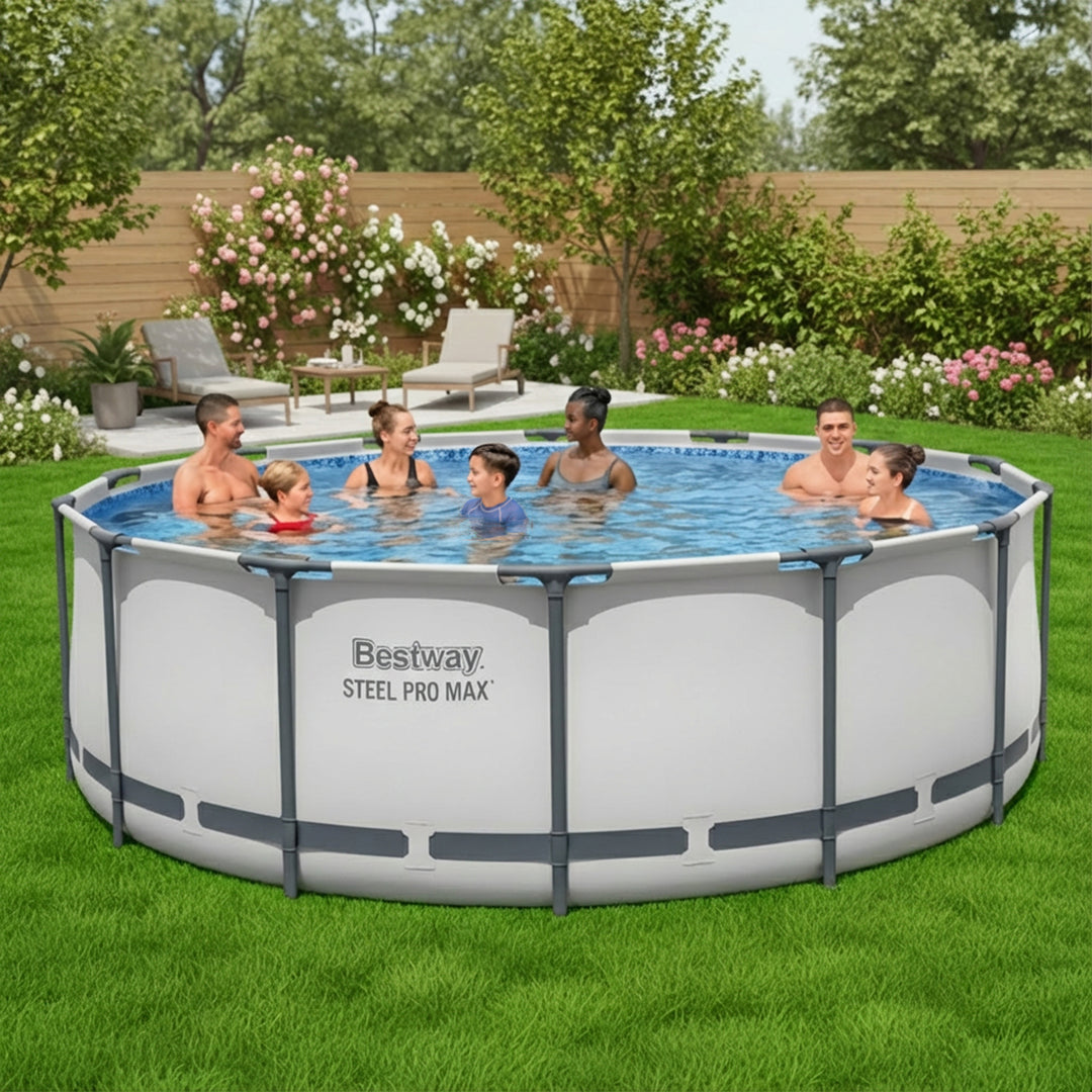 Bestway Steel Pro MAX 14'x48" Round Above Ground Swimming Pool with Pump & Cover