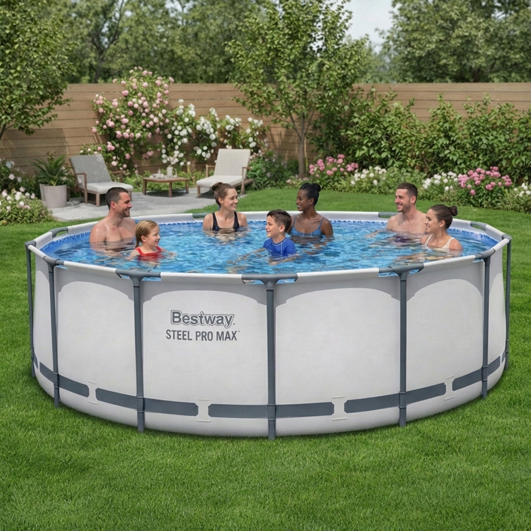 Bestway Steel Pro MAX 14'x48" Round Above Ground Swimming Pool with Pump & Cover