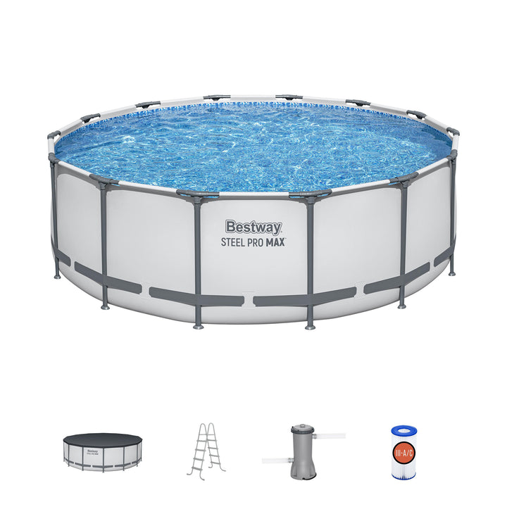 Bestway Steel Pro MAX 14 x 4 Ft Above Ground Round Complete Pool Set (Open Box)