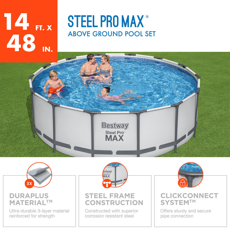Bestway Steel Pro MAX 14 x 4 Ft Above Ground Round Complete Pool Set (Open Box)