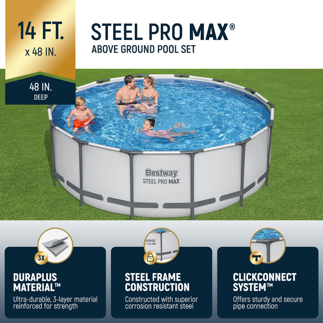 Bestway Steel Pro MAX 14' x 4' Foot Above Ground Round Complete Pool Set (Used)