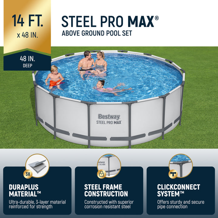 Bestway Steel Pro MAX 14' x 4' Foot Above Ground Round Complete Pool Set (Used)