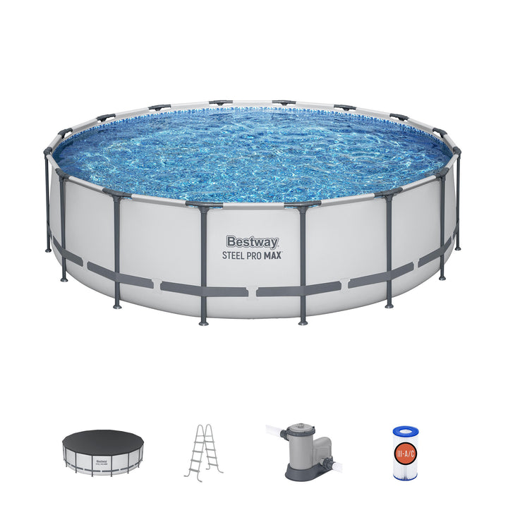 Bestway Steel Pro MAX 16'x48" Round Above Ground Swimming Pool with Pump & Cover