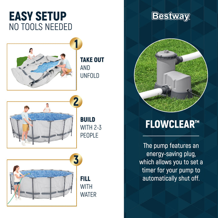 Steel Pro MAX 16x4 Ft Above Ground Pool Set w/ Accessory Kit (Open Box)