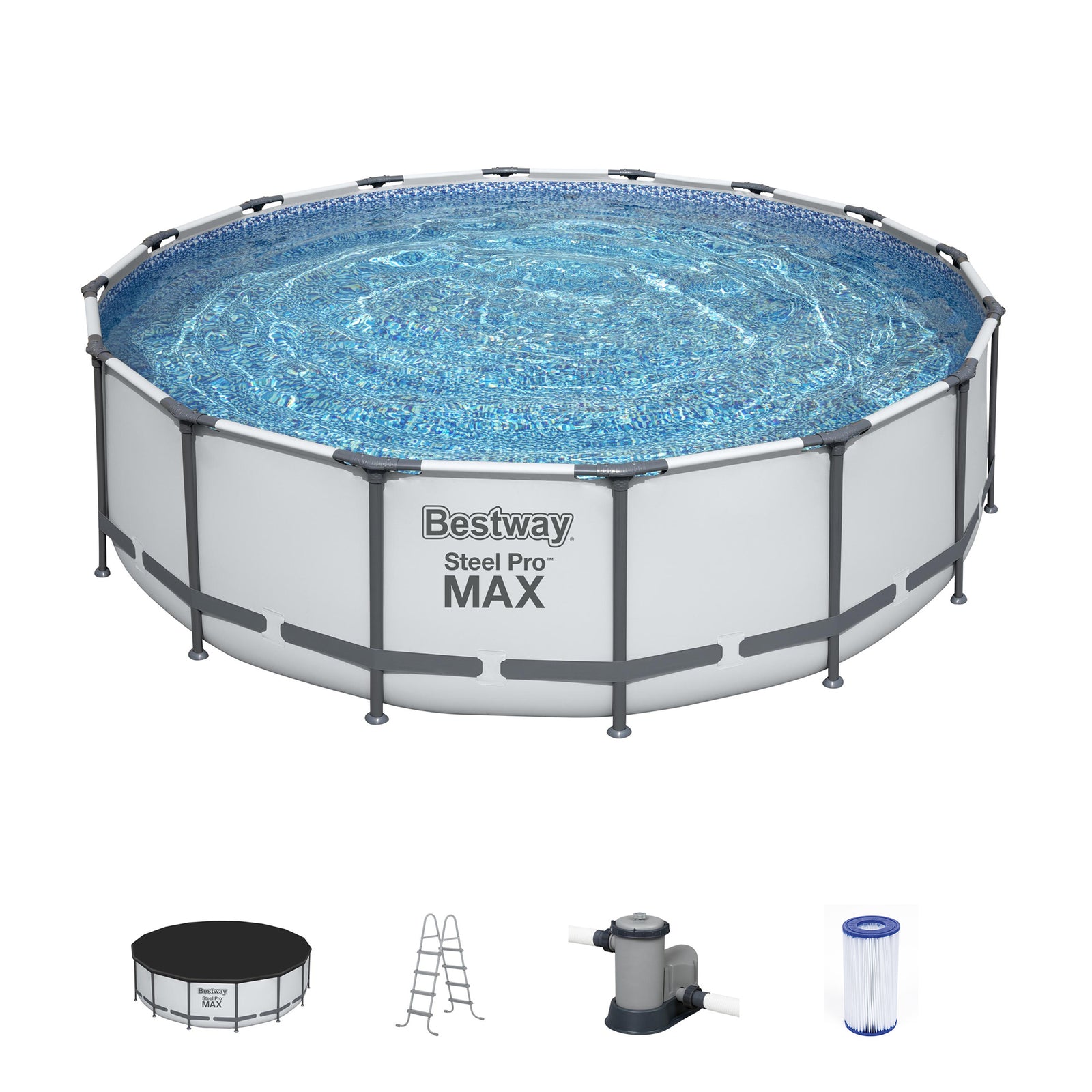 Bestway Steel Pro MAX 16x4 Foot Above Ground Round Pool Set w/Accessories(Used) - VMInnovations