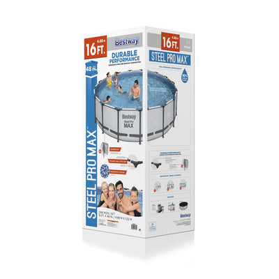 Steel Pro MAX 16x4 Ft Above Ground Pool Set w/ Accessory Kit (Open Box)