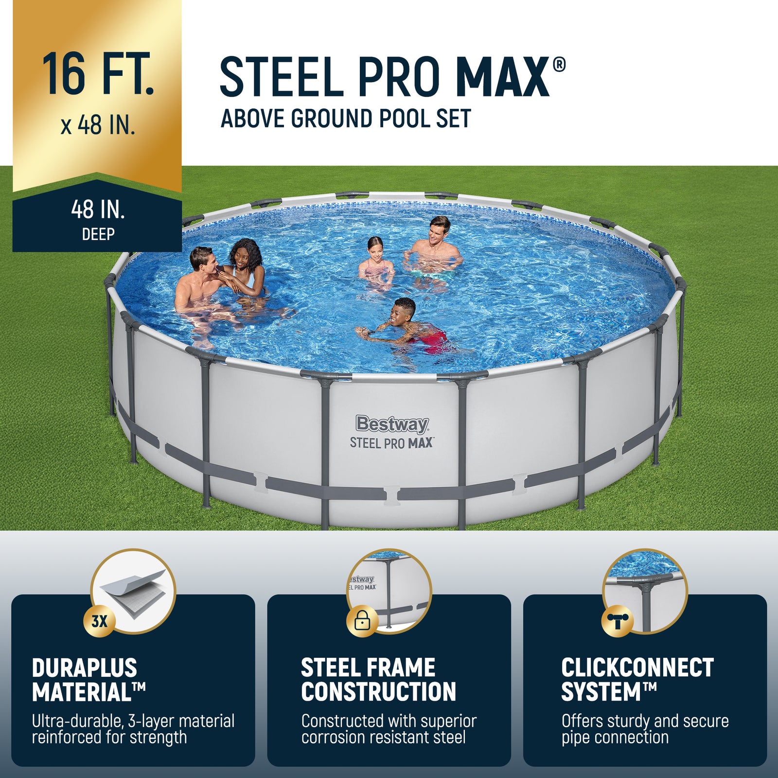 Bestway Steel Pro MAX 16x4 Ft Above Ground Round Pool Set (For Parts) - VMInnovations