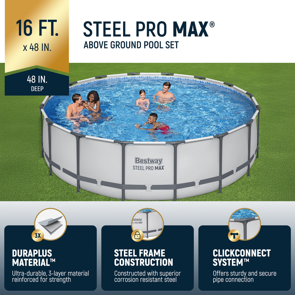 Bestway Steel Pro MAX 16x4 Ft Above Ground Round Pool Set (For Parts) - VMInnovations