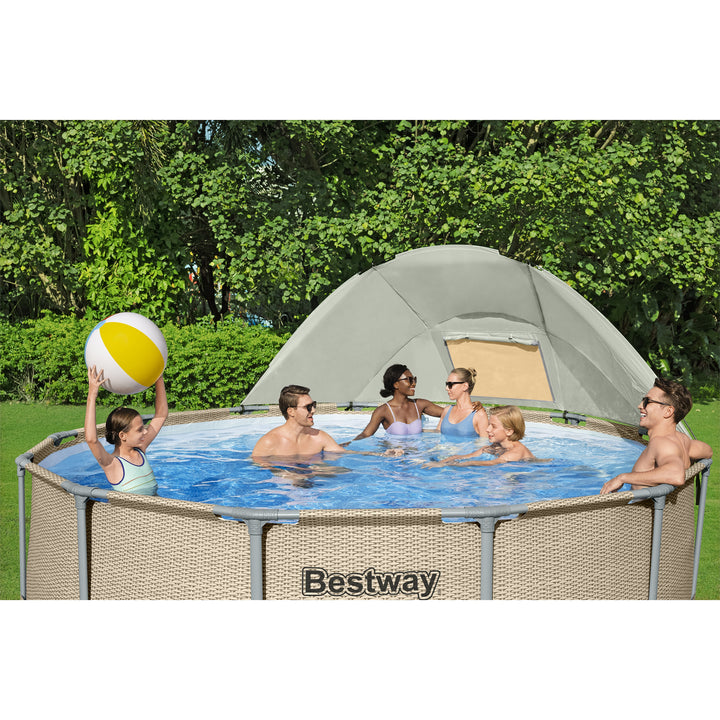 Bestway Power Steel 13' x 42" Above Ground Outdoor Swimming Pool Set with Canopy