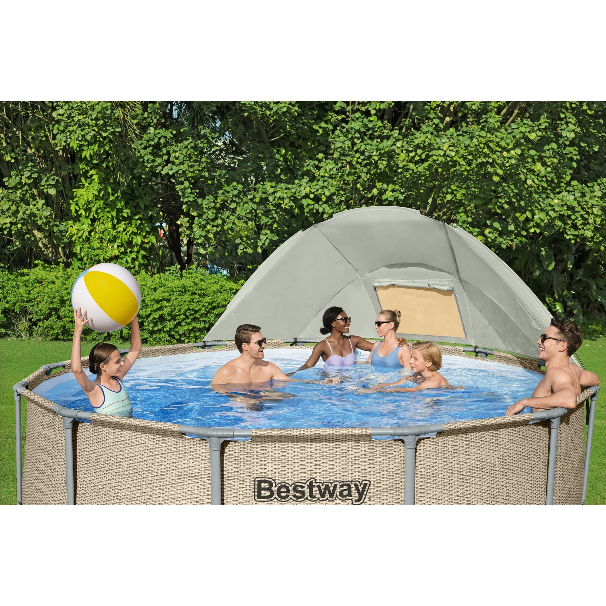 Bestway Power Steel 13' x 42" Above Ground Outdoor Swimming Pool Set with Canopy - VMInnovations