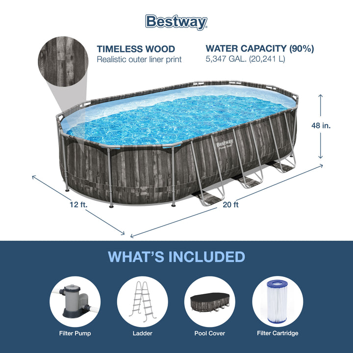 Bestway Power Steel 20x12x4 Foot Above Ground Oval Pool Set (Open Box)
