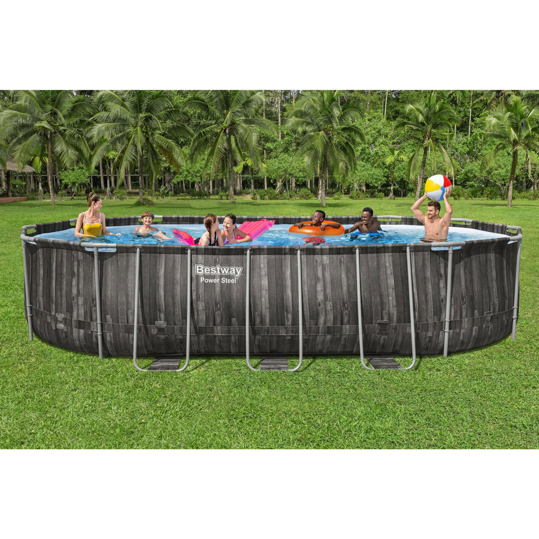 Bestway Power Steel 20x12x4 Foot Above Ground Oval Pool Set (Open Box)