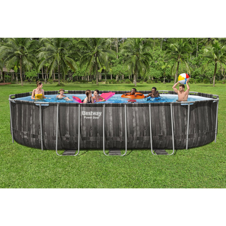 Bestway Power Steel 20x12x4 Foot Above Ground Oval Pool Set (Open Box)