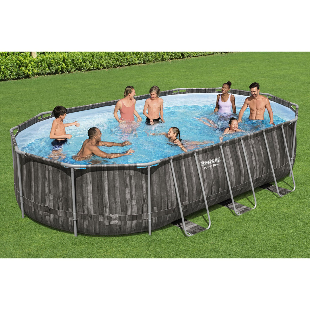 Bestway Power Steel 20x12x4 Foot Above Ground Oval Pool Set (Open Box)