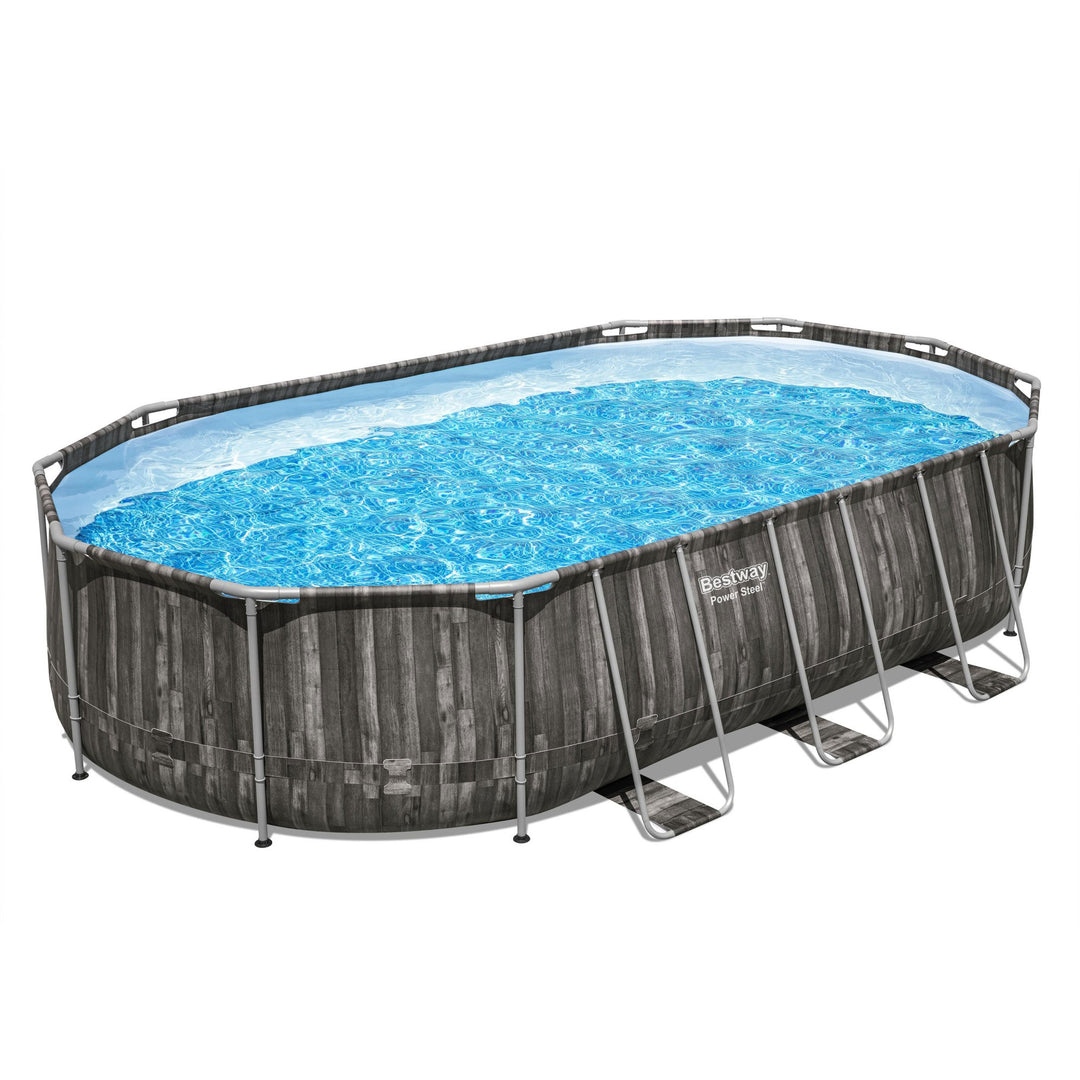Bestway Power Steel 20x12x4 Foot Above Ground Oval Pool Set (Open Box)