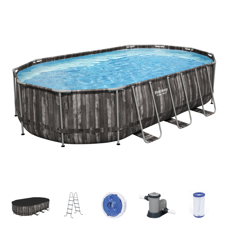 Bestway Power Steel 20x12x4 Ft Above Ground Oval Pool Set w/ Accessory Kit(Used)