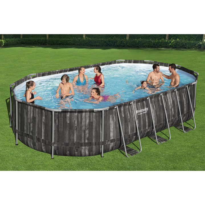 Bestway Power Steel 20x12x4 Foot Above Ground Oval Pool Set (For Parts)