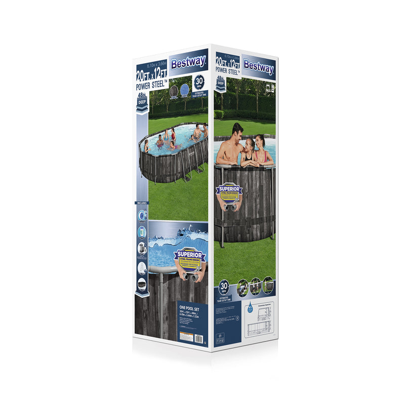 Bestway Power Steel 20x12x4 Foot Above Ground Oval Pool Set (Open Box)