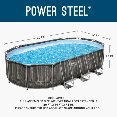 Bestway Power Steel 20x12x4 Foot Above Ground Oval Pool Set (Open Box)