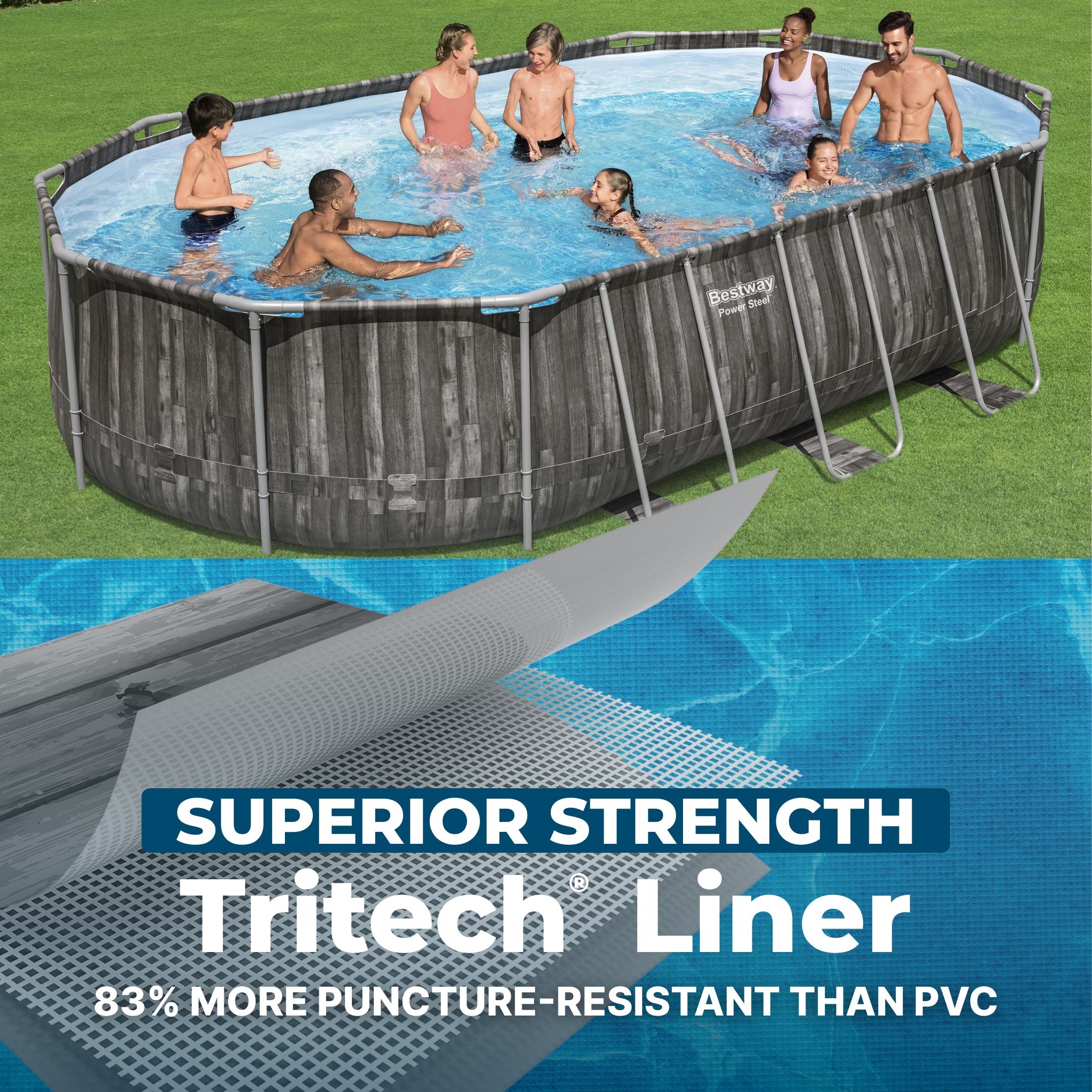 Bestway Power Steel 20x12x4 Ft Above Ground Oval Pool Set w/ Accessory Kit(Used) - VMInnovations