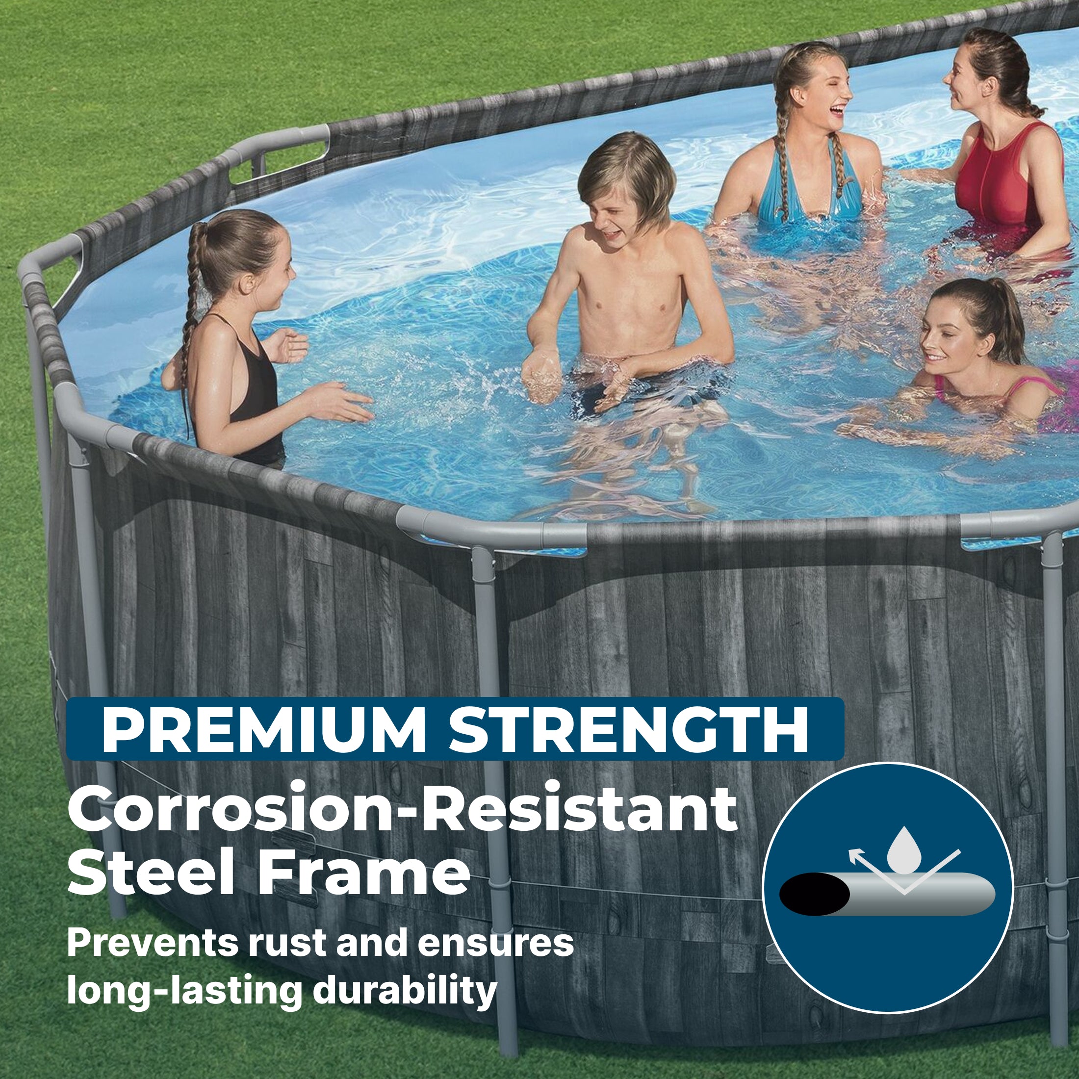 Bestway Power Steel 20x12x4 Ft Above Ground Oval Pool Set w/ Accessory Kit(Used) - VMInnovations