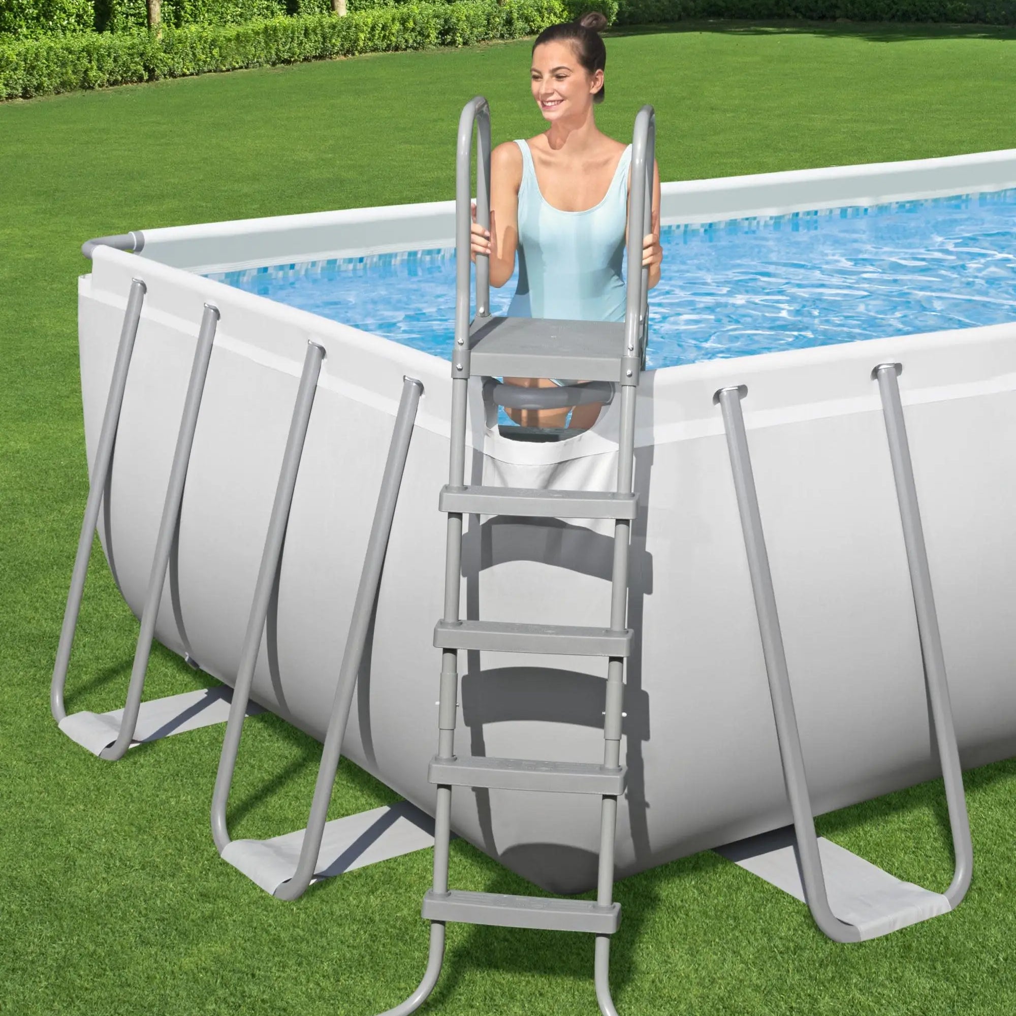 Bestway Power Steel 21' x 9' x 52" Rectangular Above Ground Swimming Pool Set