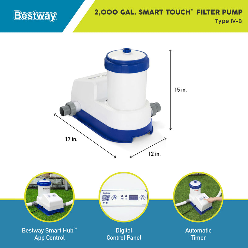 Bestway 2000 GPH Smart Touch Wifi Above Ground Pool Filter Pump System (Damaged)