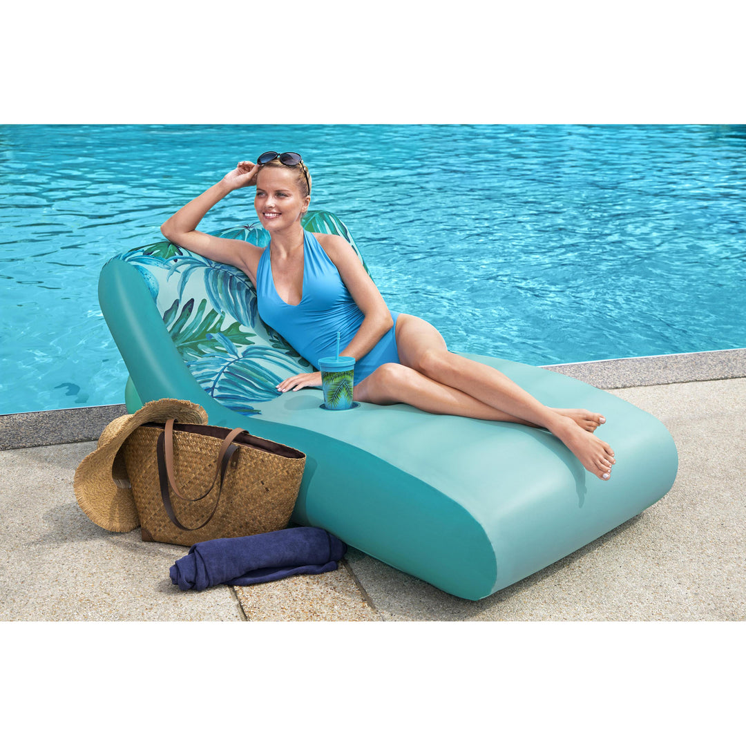 H2OGO! Luxury Fabric Covered Inflatable Swimming Pool Lounger Float (Open Box) - VMInnovations