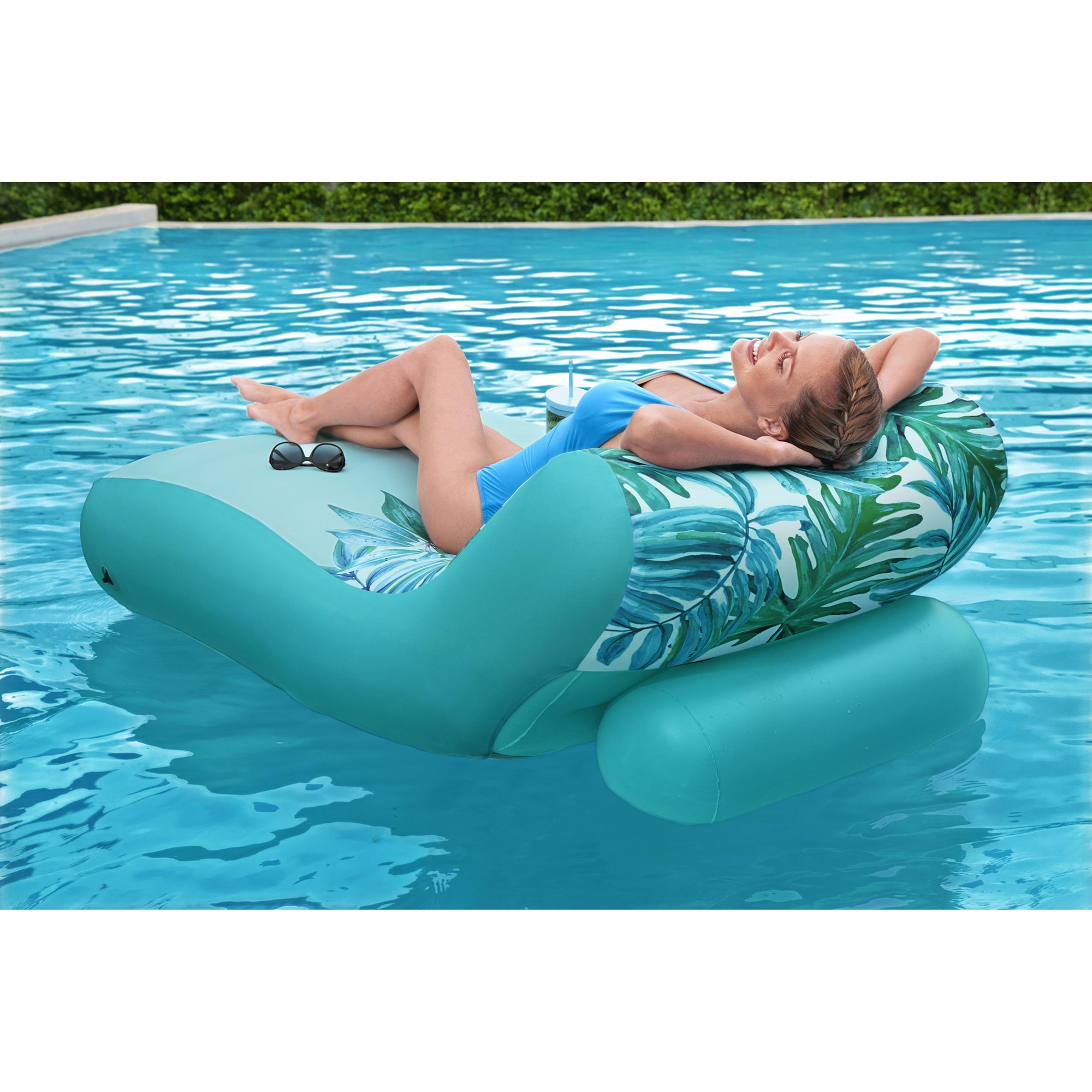 H2OGO! Luxury Fabric Covered Inflatable Swimming Pool Lounger Float (Open Box) - VMInnovations