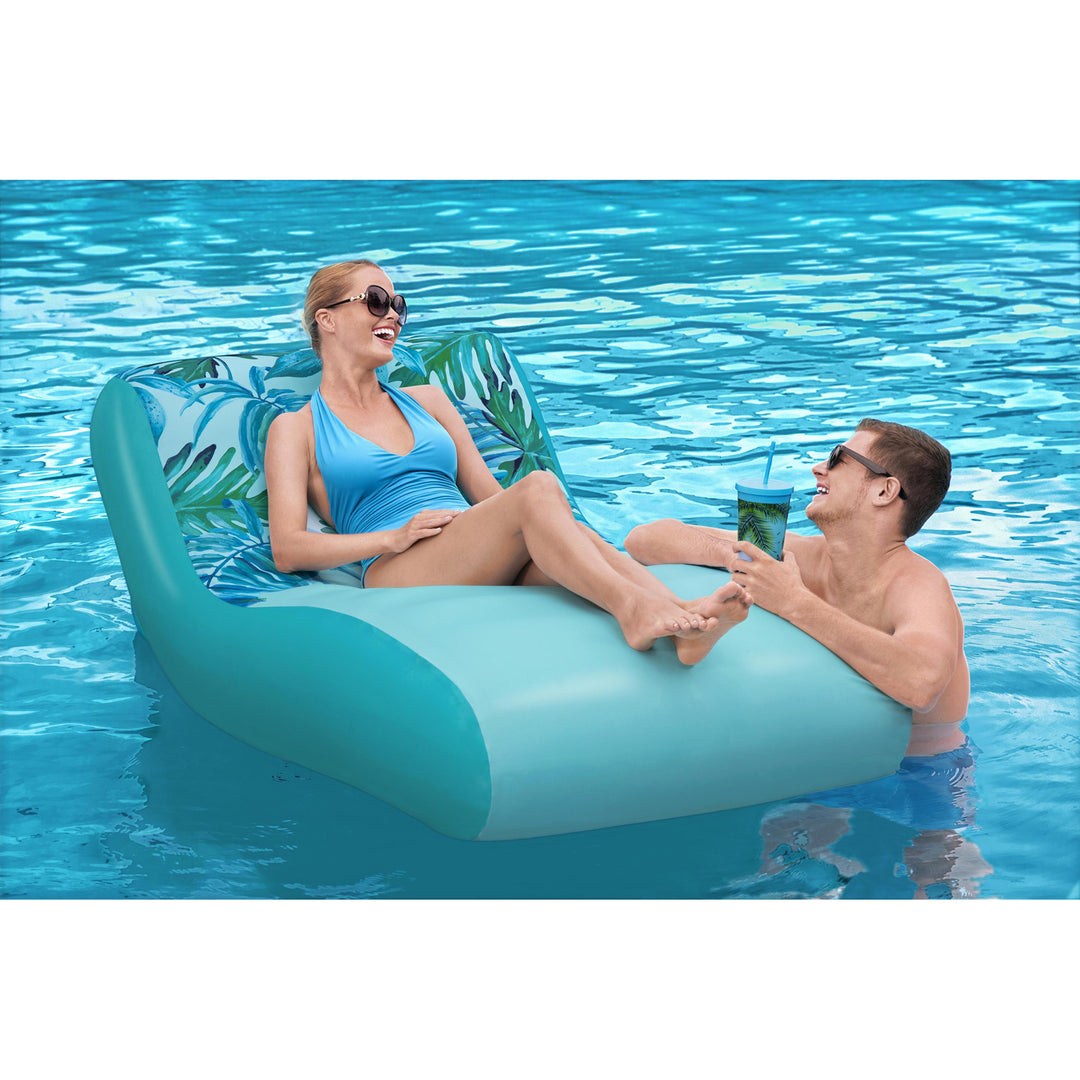 H2OGO! Luxury Fabric Covered Inflatable Swimming Pool Lounger Float (Open Box)