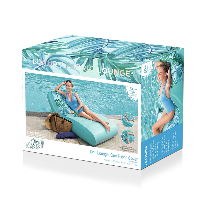 Bestway H2OGO! Luxury Fabric Covered 64" Inflatable Pool Lounger Float, Blue
