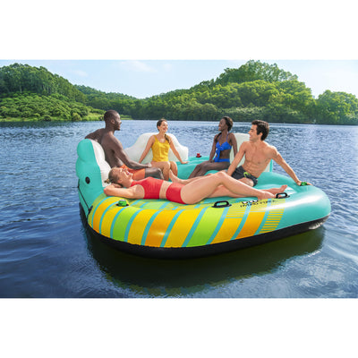 Bestway Hydro-Force Sunny Lounger 5 Person Inflatable Island Floating Water Raft - VMInnovations