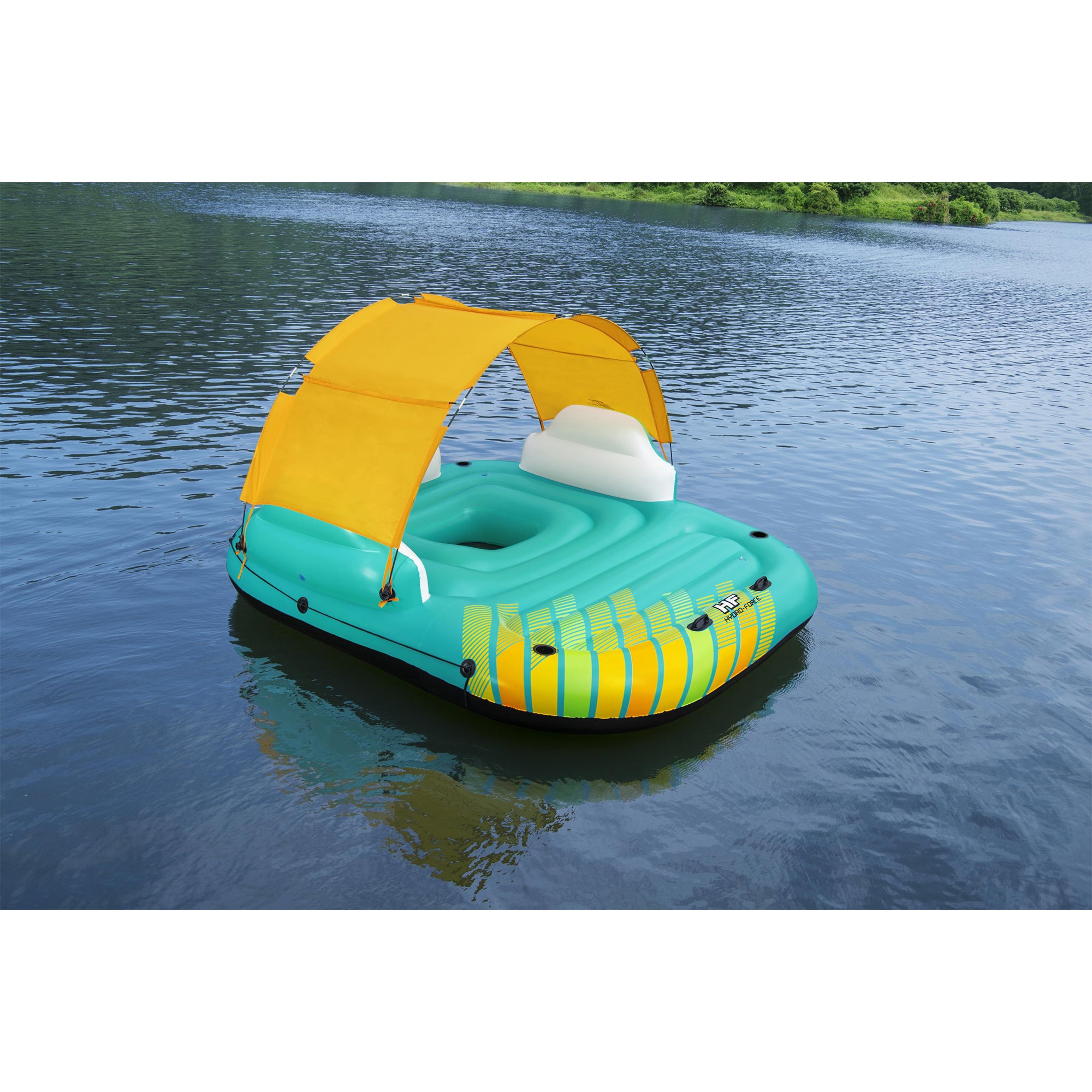 Hydro Force Sunny 5 Person Inflatable Floating Island Raft (Open Box) - VMInnovations