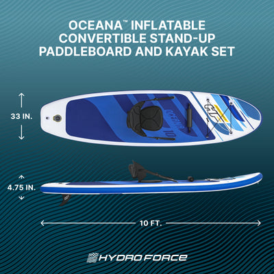 Bestway Hydro Force Inflatable 10 Foot SUP Stand Up Paddle Board Set (Open Box) - VMInnovations