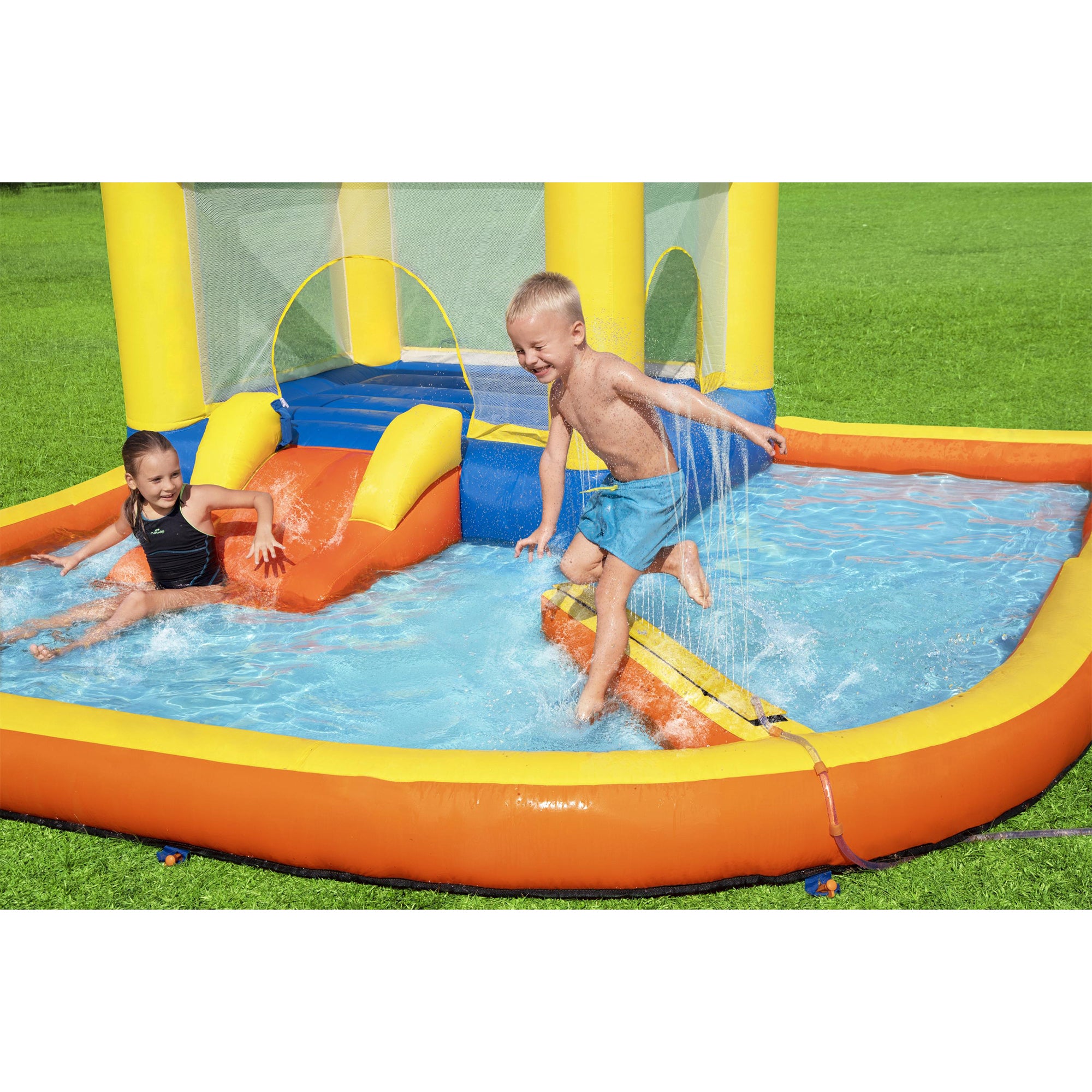 Bestway H2OGO! Beach Bounce Kids Inflatable Outdoor Water Park with Air Blower - VMInnovations