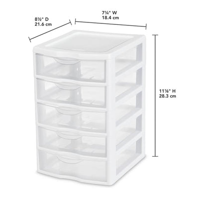 Sterilite Clearview Small Plastic 5 Drawer Desktop Storage Bin System, Pack of 8 - VMInnovations