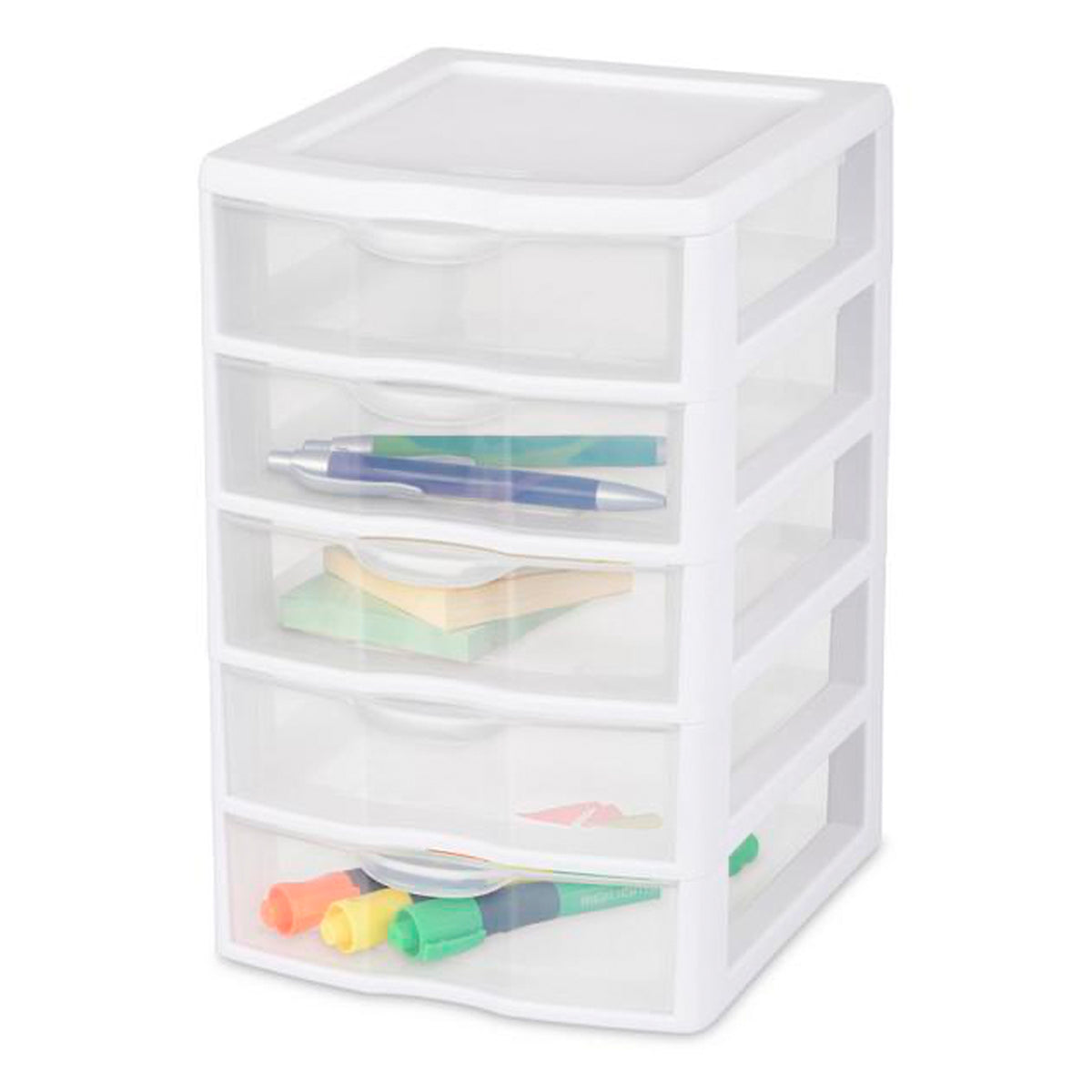 Sterilite Clearview Small Plastic 5 Drawer Desktop Storage Bin System, 20 Pack