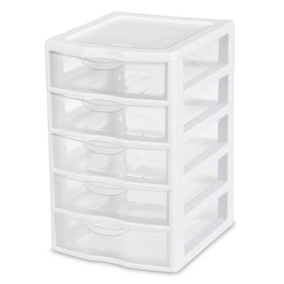 Sterilite Clearview Small Plastic 5 Drawer Desktop Storage Bin System, Pack of 8 - VMInnovations