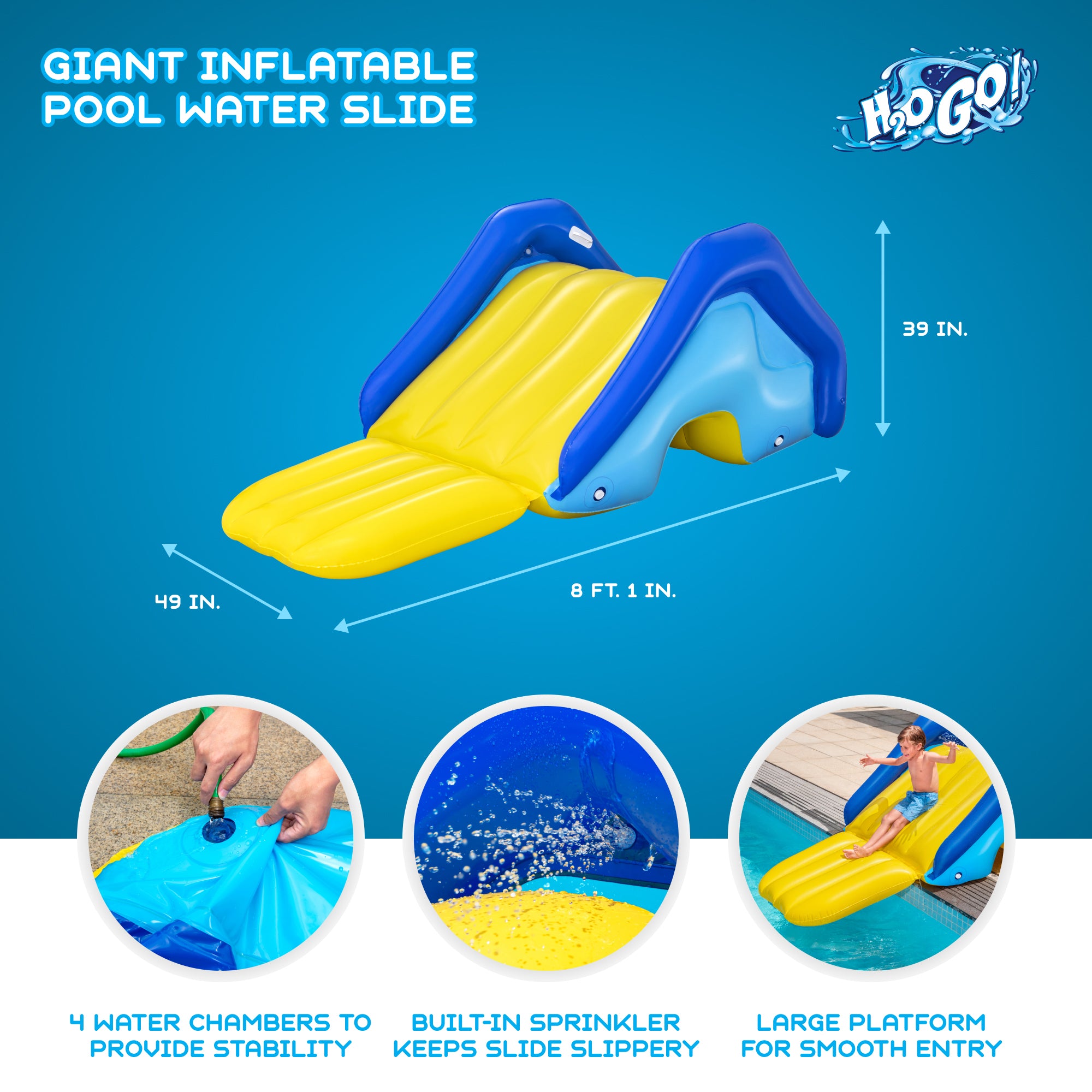Bestway H2OGO! Giant Inflatable Pool Water Slide with Built-In Sprinkler, 2 Pack - VMInnovations