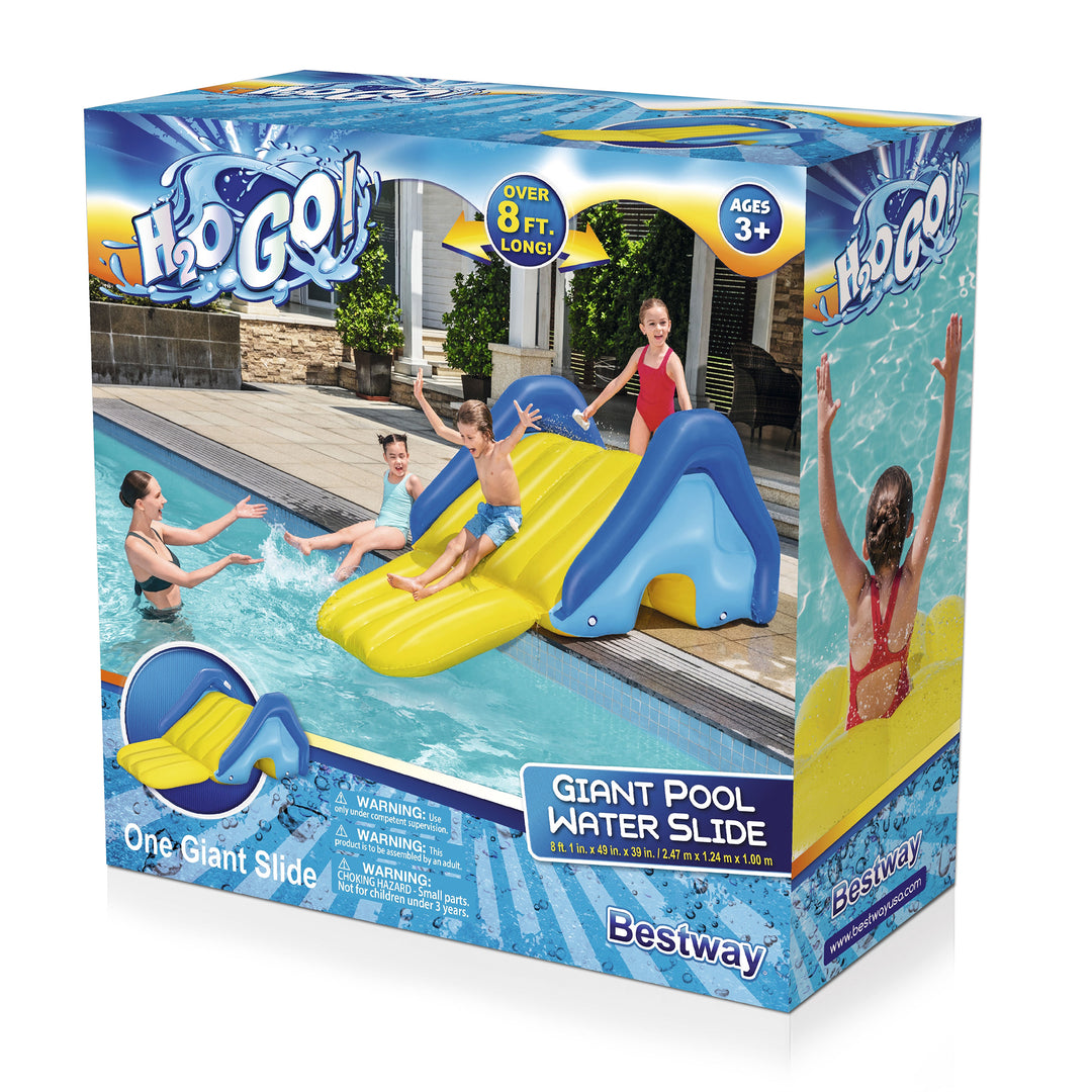 H2O GO Giant Inflatable PVC Pool Waterslide with Built In Sprinkler, (Open Box) - VMInnovations