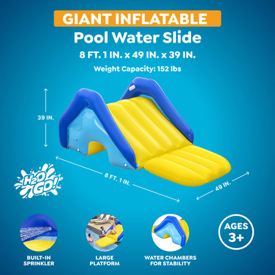 Bestway H2OGO! Giant Inflatable Outdoor Pool Water Slide with Built-In Sprinkler