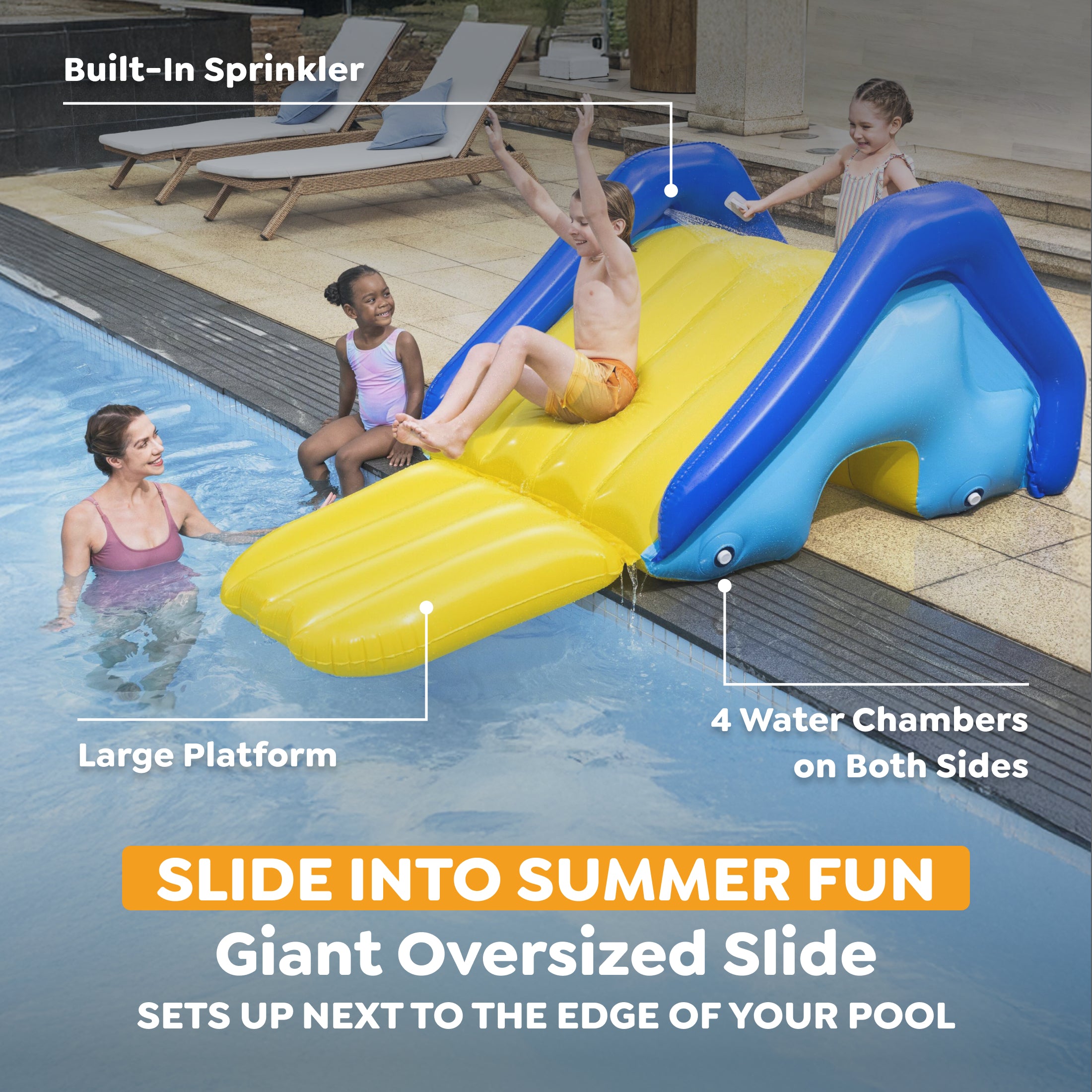 Bestway H2OGO! Giant Inflatable Outdoor Pool Water Slide with Built-In Sprinkler