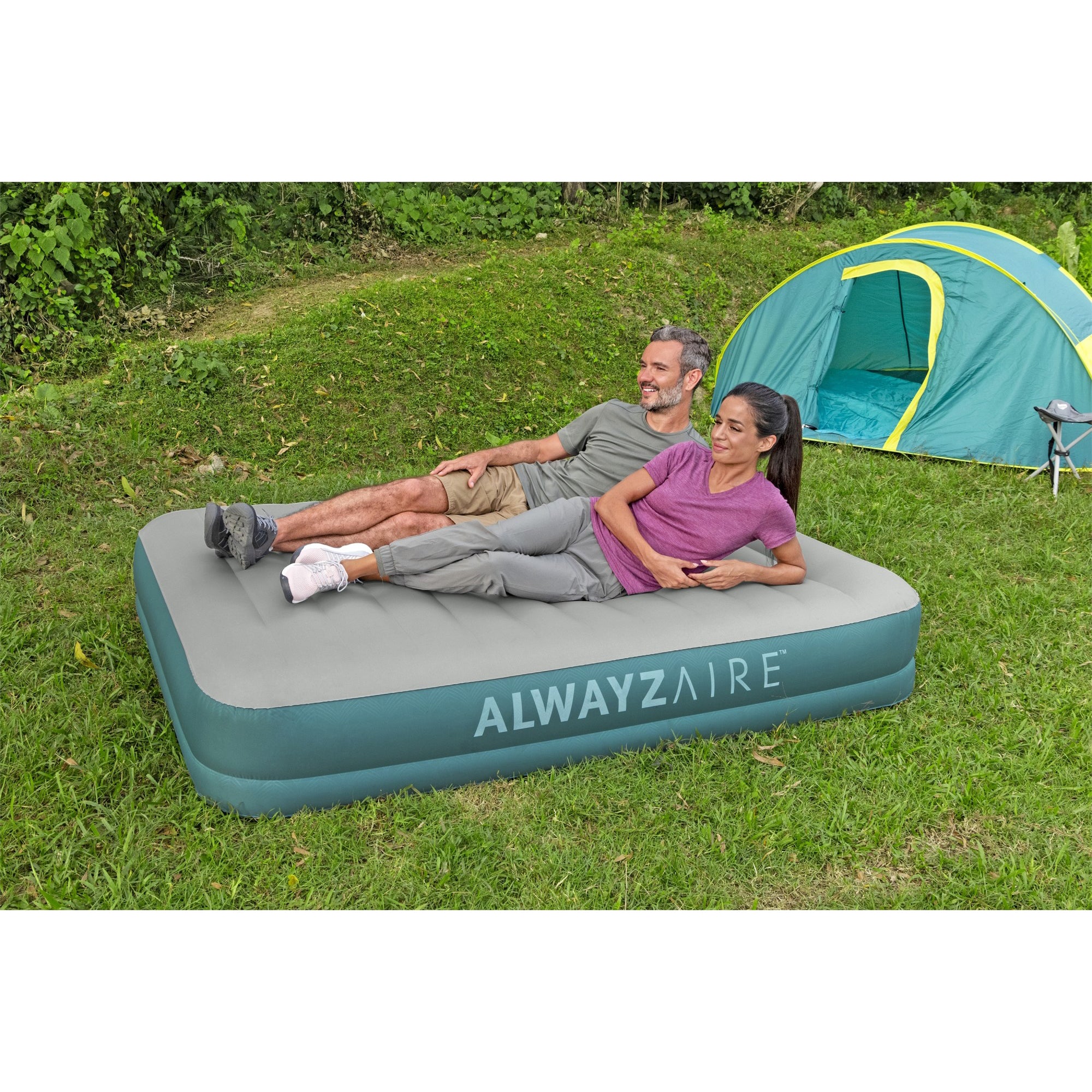 Bestway AlwayzAire Gray 14" Air Mattress Bed w/ Rechargeable Pump, Queen (Used) - VMInnovations