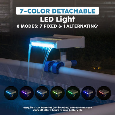 Bestway Above Ground Swimming Pool 7 Colored LED Relaxing Waterfall Cascade
